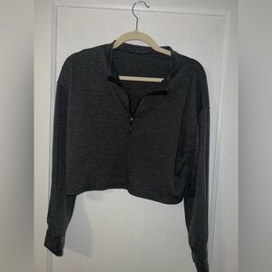 Fashion Nova: grey cropped sweater quarter zip no collar
